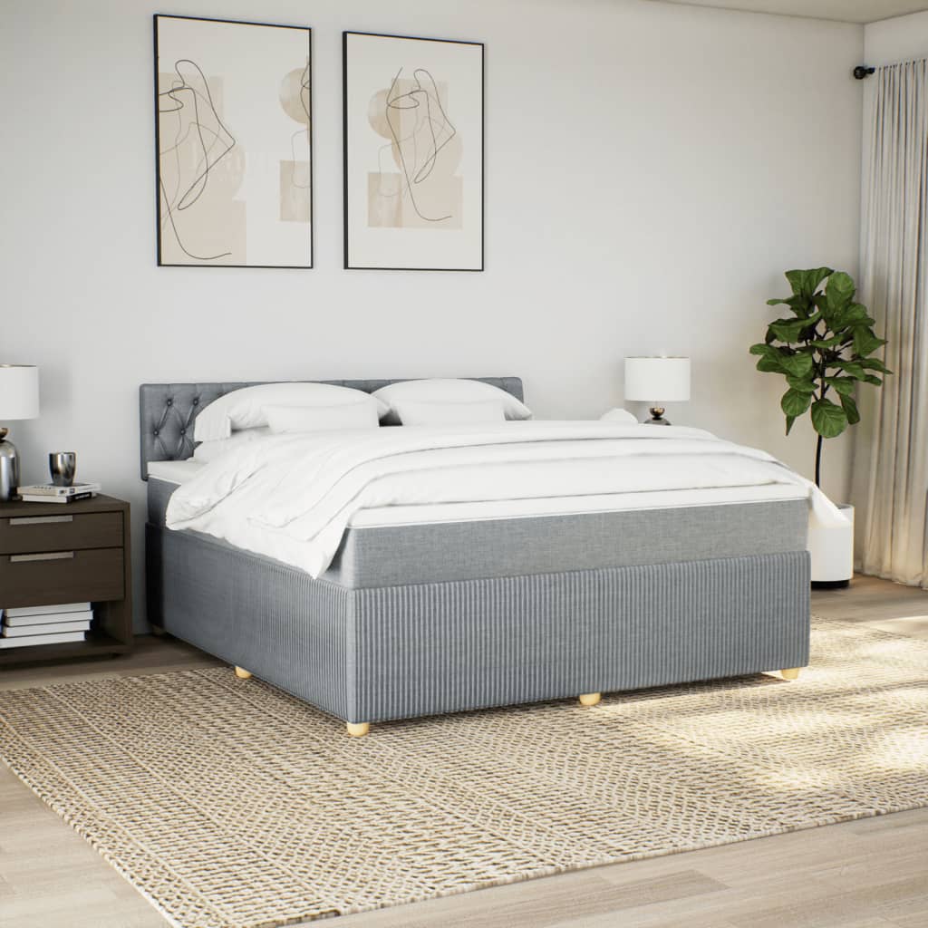 Boxspring met matras stof lichtgrijs 180x200 cm is nu te koop bij PeponiXL, paradijselijk wonen!
