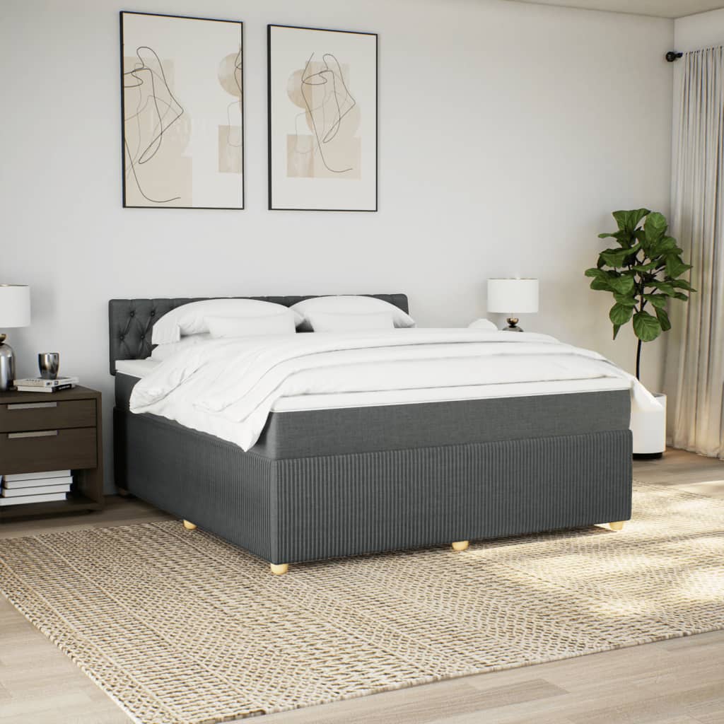 Boxspring met matras stof donkergrijs 180x200 cm is nu te koop bij PeponiXL, paradijselijk wonen!
