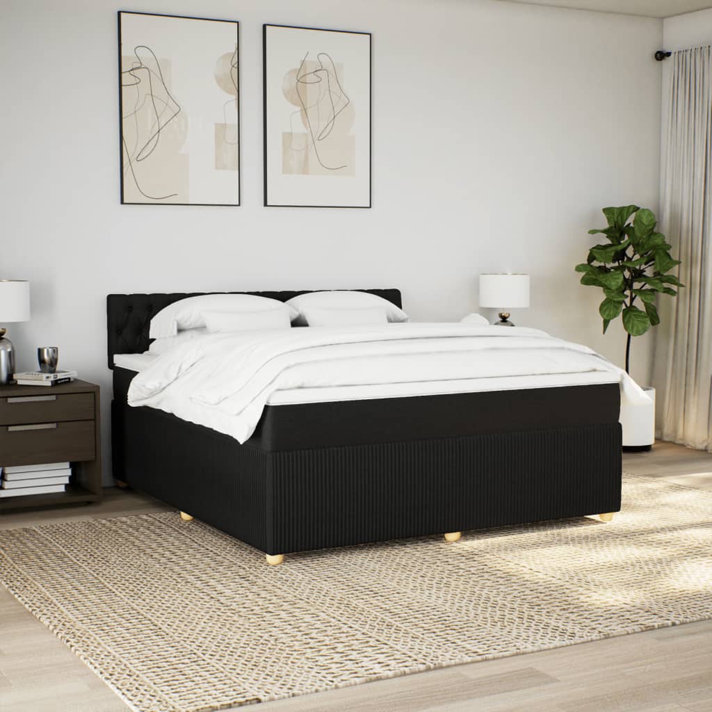 Boxspring met matras stof zwart 180x200 cm is nu te koop bij PeponiXL, paradijselijk wonen!