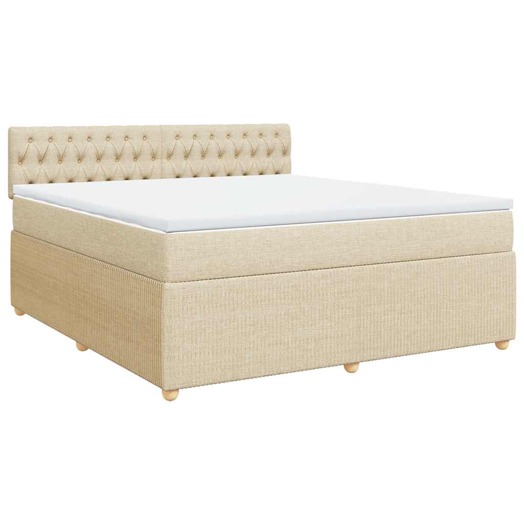 Boxspring met matras stof crèmekleurig 180x200 cm is nu te koop bij PeponiXL, paradijselijk wonen!