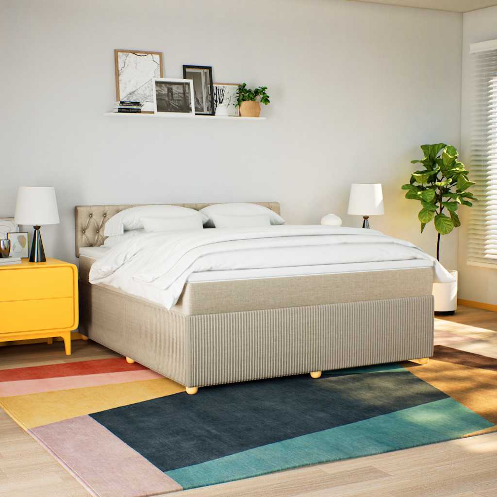 Boxspring met matras stof crèmekleurig 180x200 cm is nu te koop bij PeponiXL, paradijselijk wonen!