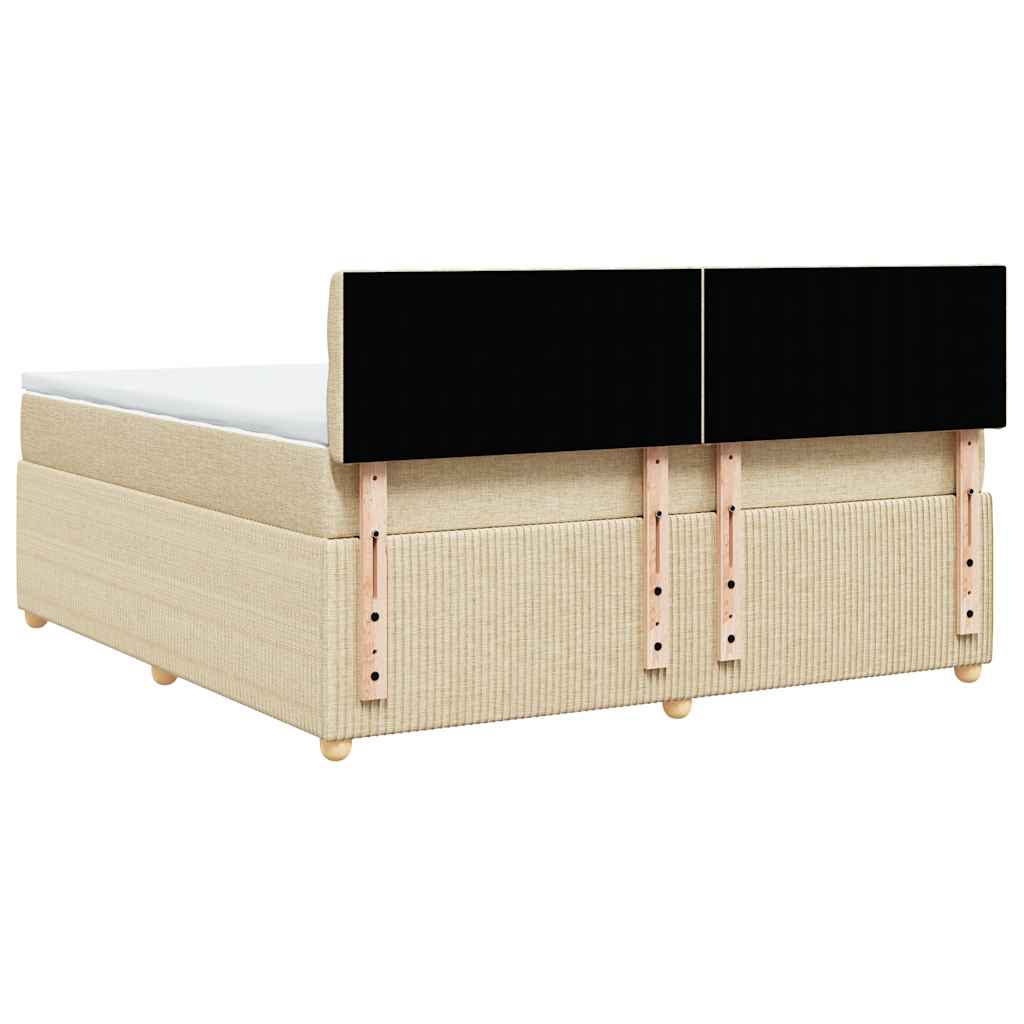 Boxspring met matras stof crèmekleurig 180x200 cm is nu te koop bij PeponiXL, paradijselijk wonen!