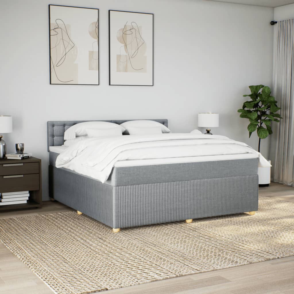Boxspring met matras stof lichtgrijs 180x200 cm is nu te koop bij PeponiXL, paradijselijk wonen!