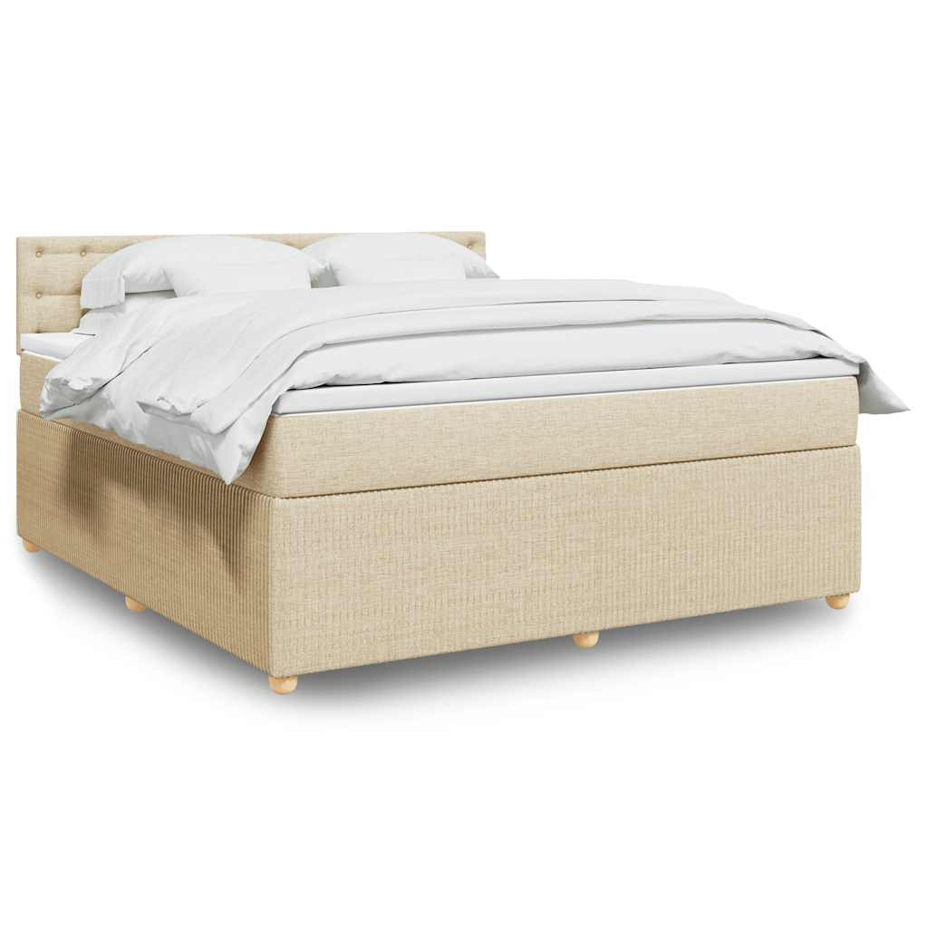 Boxspring met matras stof crèmekleurig 180x200 cm is nu te koop bij PeponiXL, paradijselijk wonen!