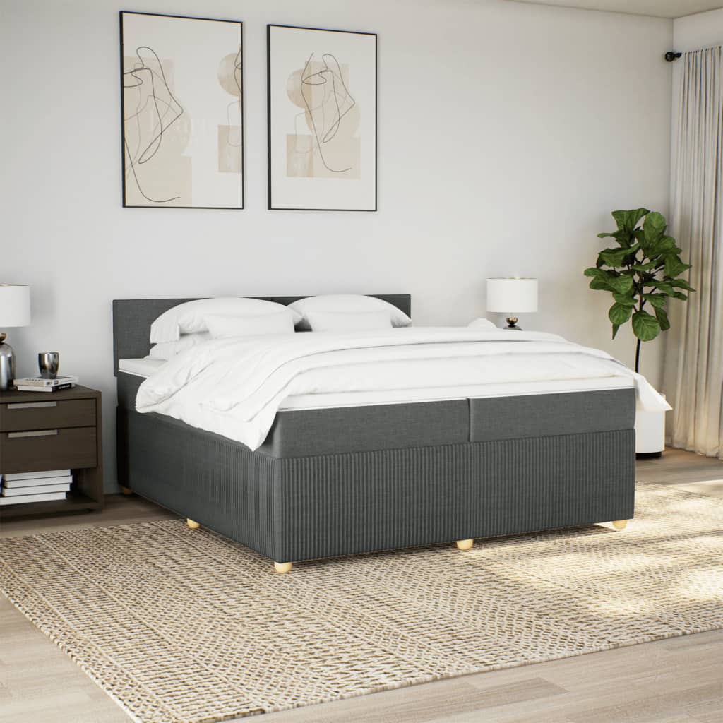 Boxspring met matras stof donkergrijs 200x200 cm is nu te koop bij PeponiXL, paradijselijk wonen!