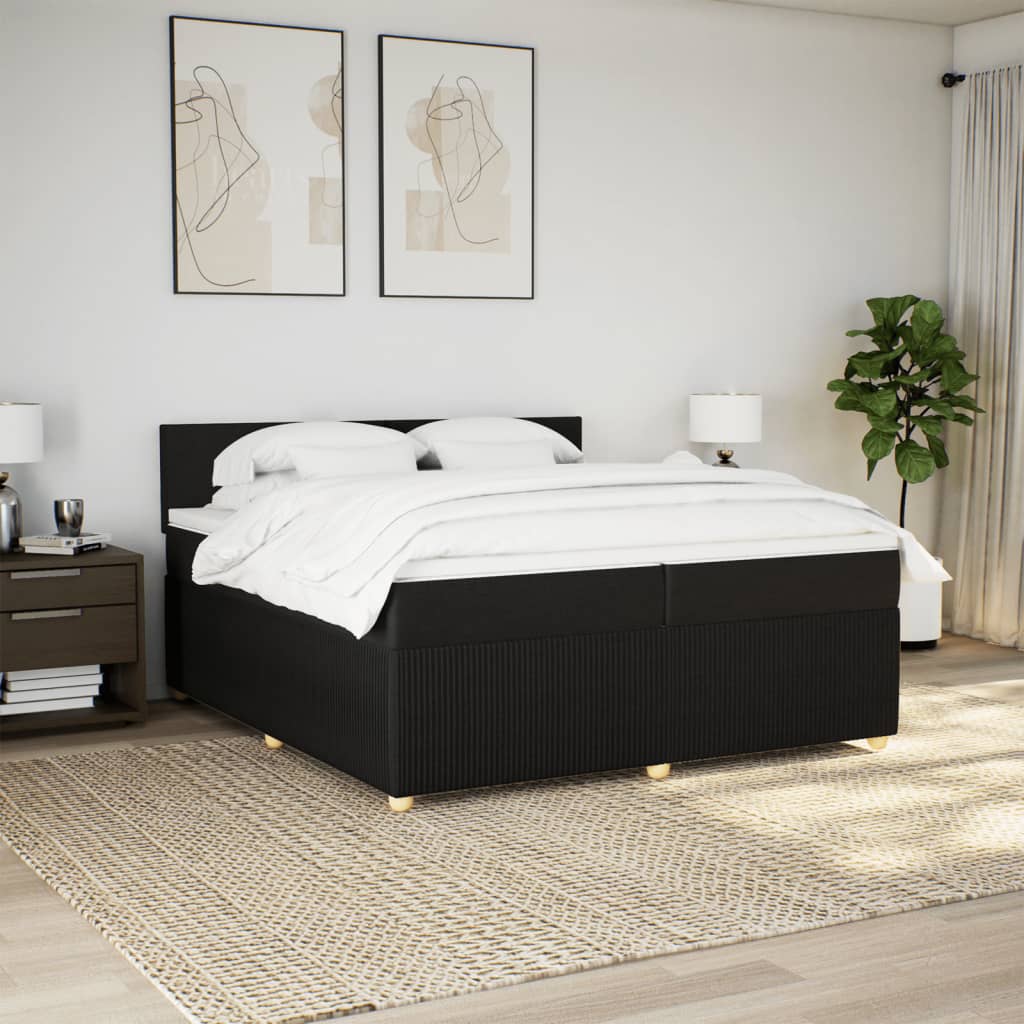 Boxspring met matras stof zwart 200x200 cm is nu te koop bij PeponiXL, paradijselijk wonen!