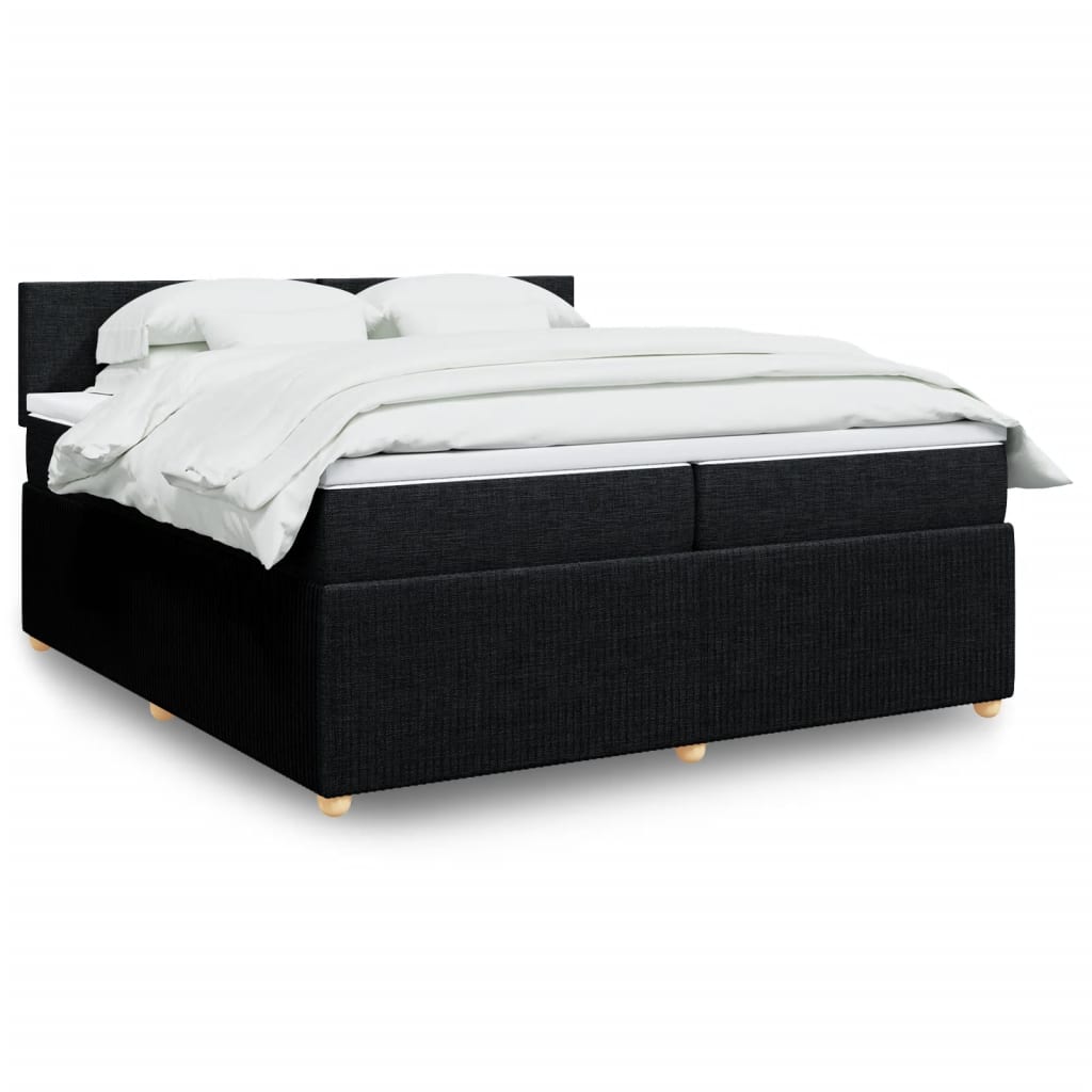 Boxspring met matras stof zwart 200x200 cm is nu te koop bij PeponiXL, paradijselijk wonen!