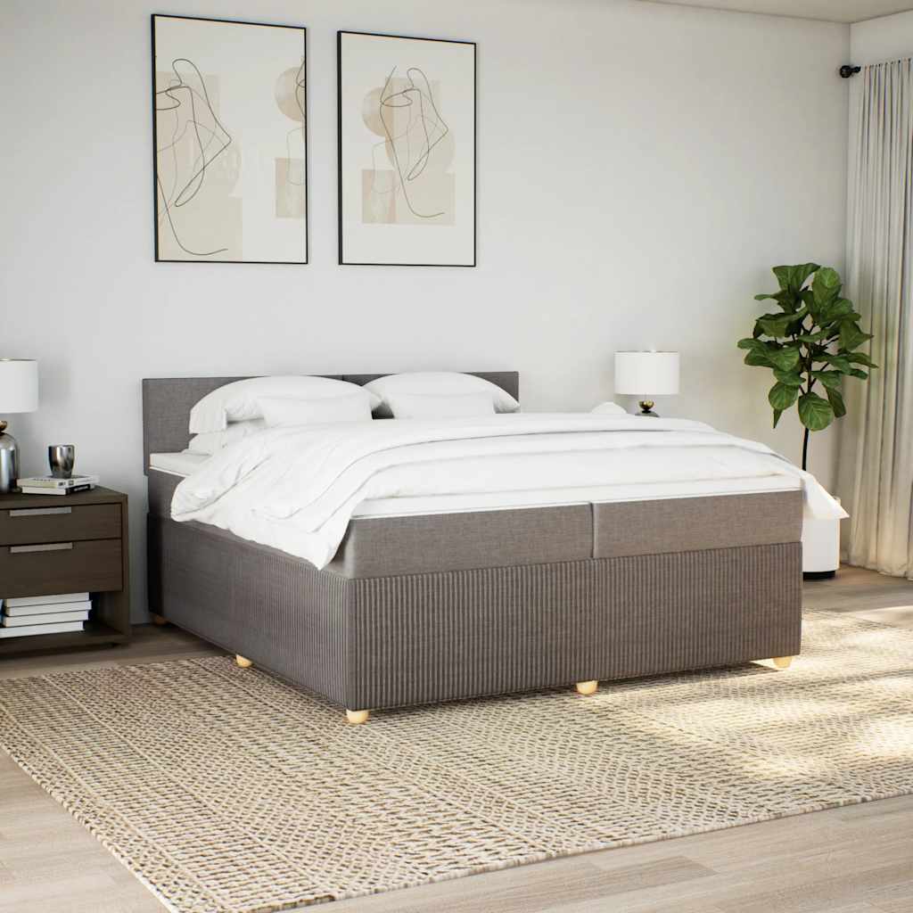 Boxspring met matras stof taupe 200x200 cm is nu te koop bij PeponiXL, paradijselijk wonen!