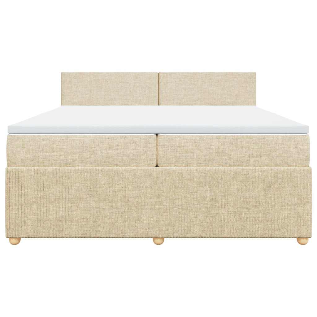 Boxspring met matras stof crèmekleurig 200x200 cm is nu te koop bij PeponiXL, paradijselijk wonen!