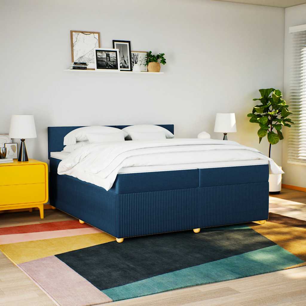 Boxspring met matras stof blauw 200x200 cm is nu te koop bij PeponiXL, paradijselijk wonen!