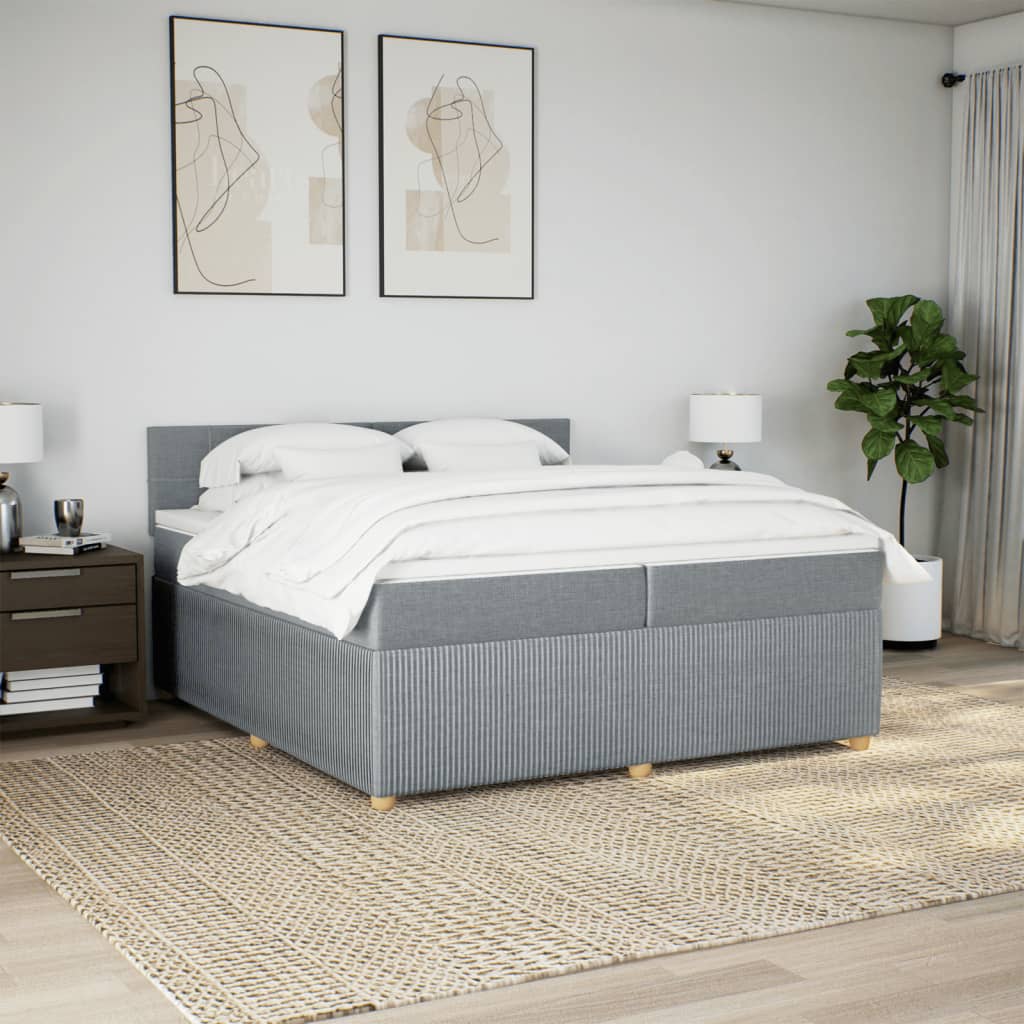 Boxspring met matras stof lichtgrijs 200x200 cm is nu te koop bij PeponiXL, paradijselijk wonen!