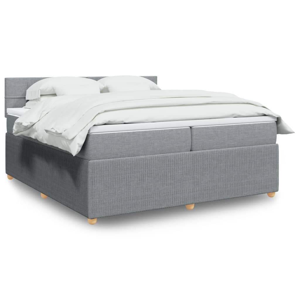 Boxspring met matras stof lichtgrijs 200x200 cm is nu te koop bij PeponiXL, paradijselijk wonen!