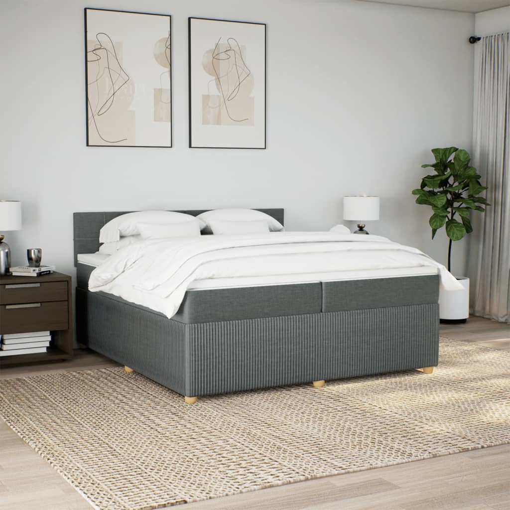 Boxspring met matras stof donkergrijs 200x200 cm is nu te koop bij PeponiXL, paradijselijk wonen!
