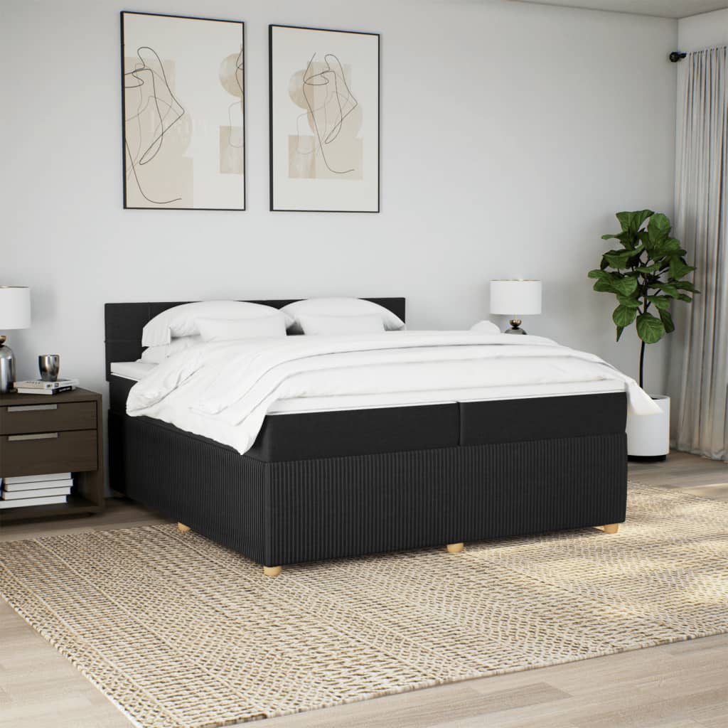 Boxspring met matras stof zwart 200x200 cm is nu te koop bij PeponiXL, paradijselijk wonen!