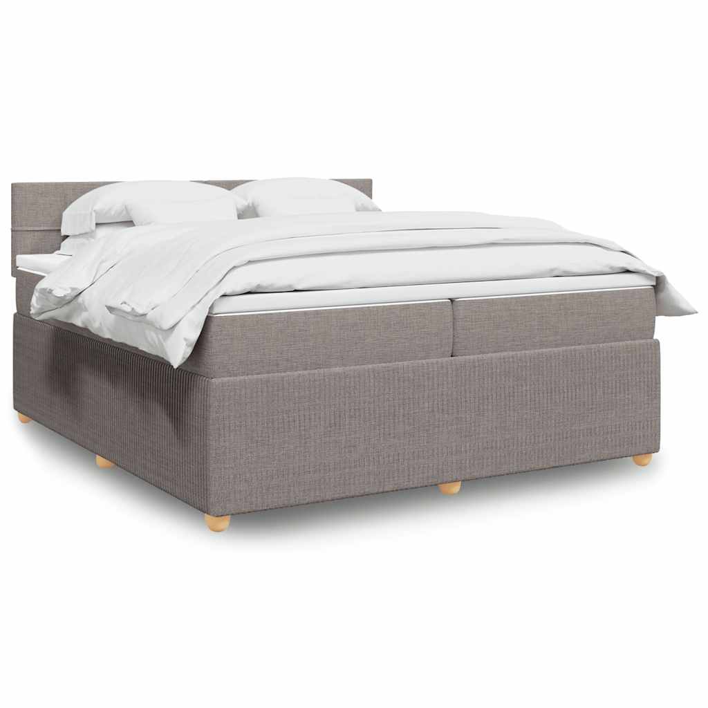 Boxspring met matras stof taupe 200x200 cm is nu te koop bij PeponiXL, paradijselijk wonen!