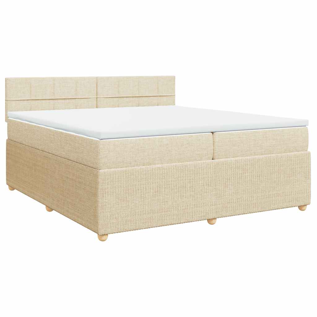 Boxspring met matras stof crèmekleurig 200x200 cm is nu te koop bij PeponiXL, paradijselijk wonen!