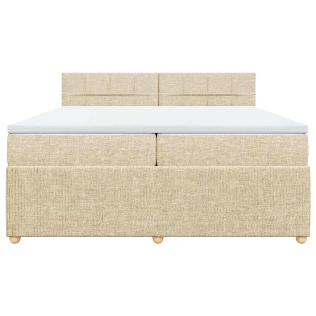 Boxspring met matras stof crèmekleurig 200x200 cm is nu te koop bij PeponiXL, paradijselijk wonen!