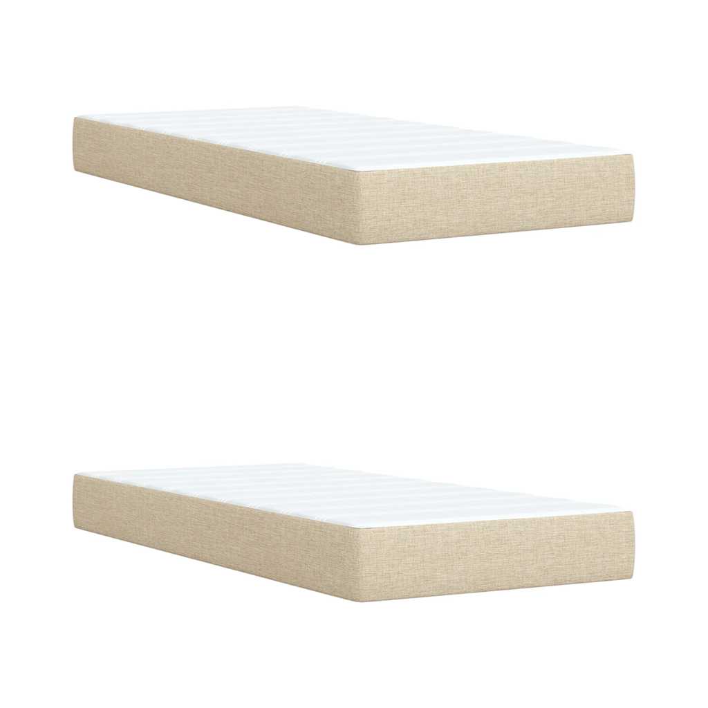 Boxspring met matras stof crèmekleurig 200x200 cm is nu te koop bij PeponiXL, paradijselijk wonen!
