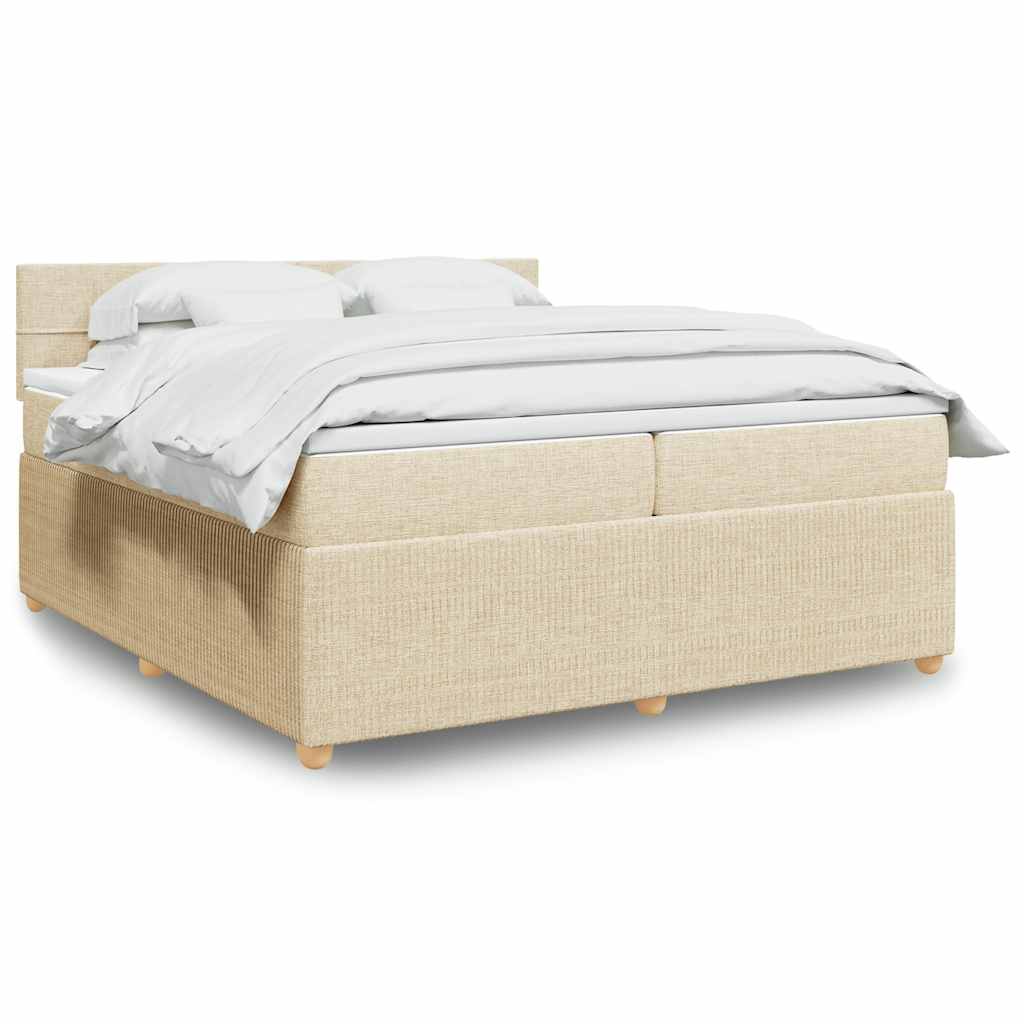 Boxspring met matras stof crèmekleurig 200x200 cm is nu te koop bij PeponiXL, paradijselijk wonen!