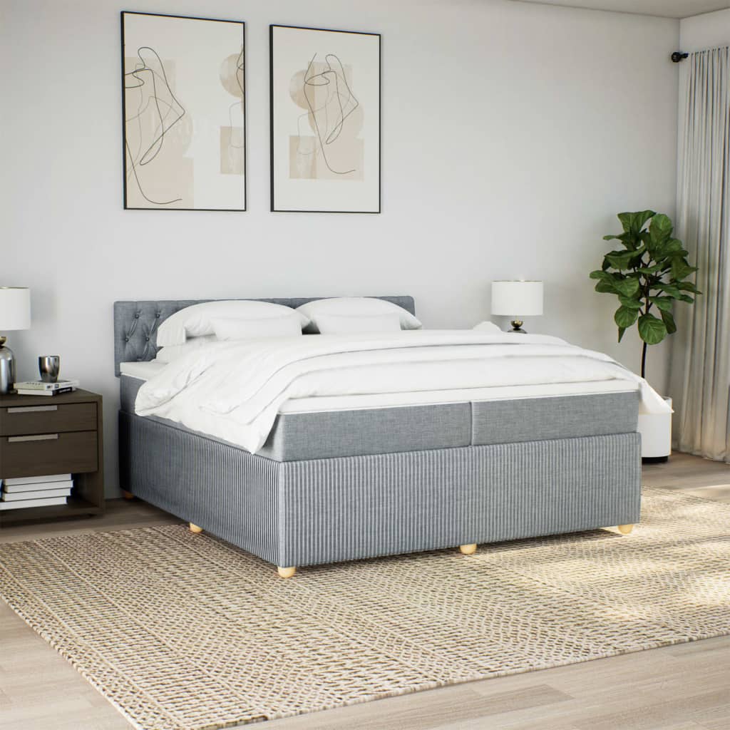 Boxspring met matras stof lichtgrijs 200x200 cm is nu te koop bij PeponiXL, paradijselijk wonen!