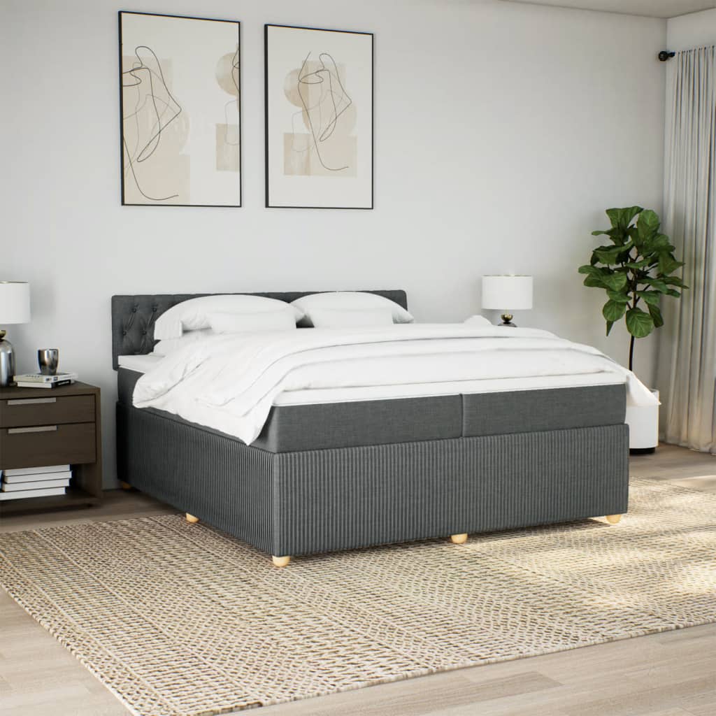 Boxspring met matras stof donkergrijs 200x200 cm is nu te koop bij PeponiXL, paradijselijk wonen!