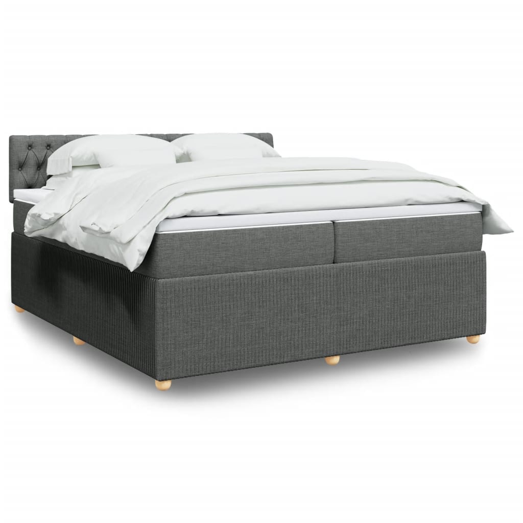 Boxspring met matras stof donkergrijs 200x200 cm is nu te koop bij PeponiXL, paradijselijk wonen!