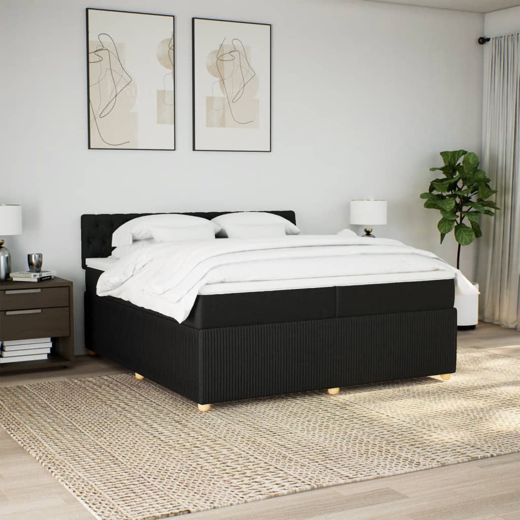 Boxspring met matras stof zwart 200x200 cm is nu te koop bij PeponiXL, paradijselijk wonen!