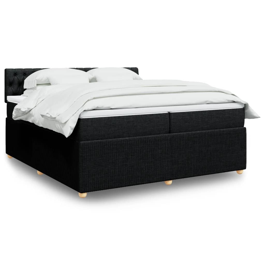 Boxspring met matras stof zwart 200x200 cm is nu te koop bij PeponiXL, paradijselijk wonen!