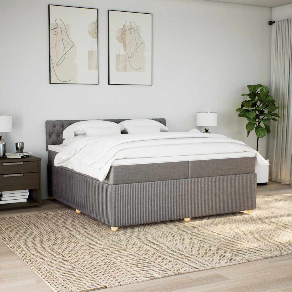 Boxspring met matras stof taupe 200x200 cm is nu te koop bij PeponiXL, paradijselijk wonen!