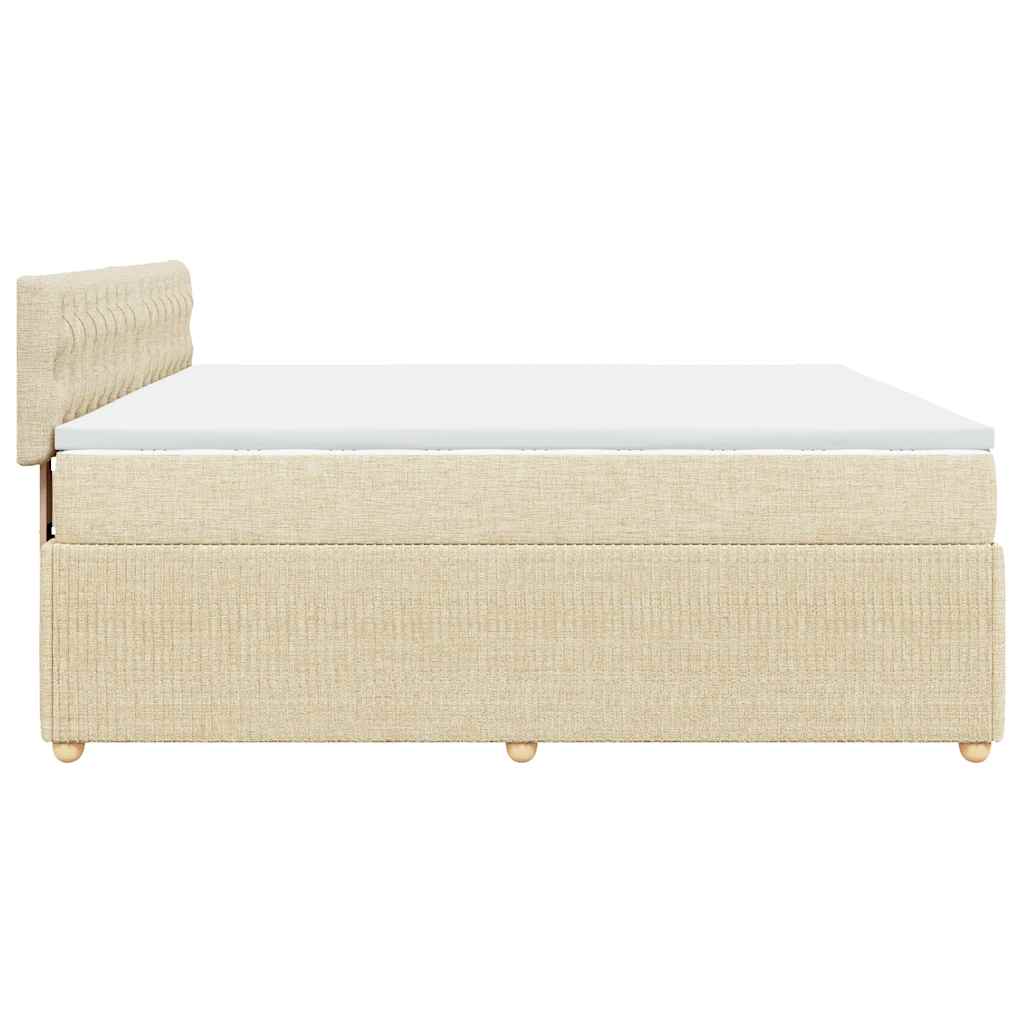 Boxspring met matras stof crèmekleurig 200x200 cm is nu te koop bij PeponiXL, paradijselijk wonen!
