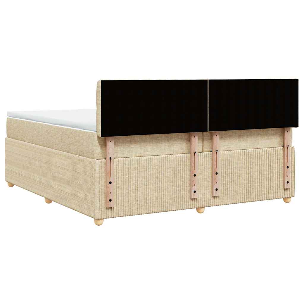 Boxspring met matras stof crèmekleurig 200x200 cm is nu te koop bij PeponiXL, paradijselijk wonen!