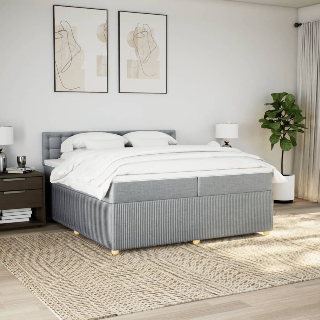 Boxspring met matras stof lichtgrijs 200x200 cm is nu te koop bij PeponiXL, paradijselijk wonen!