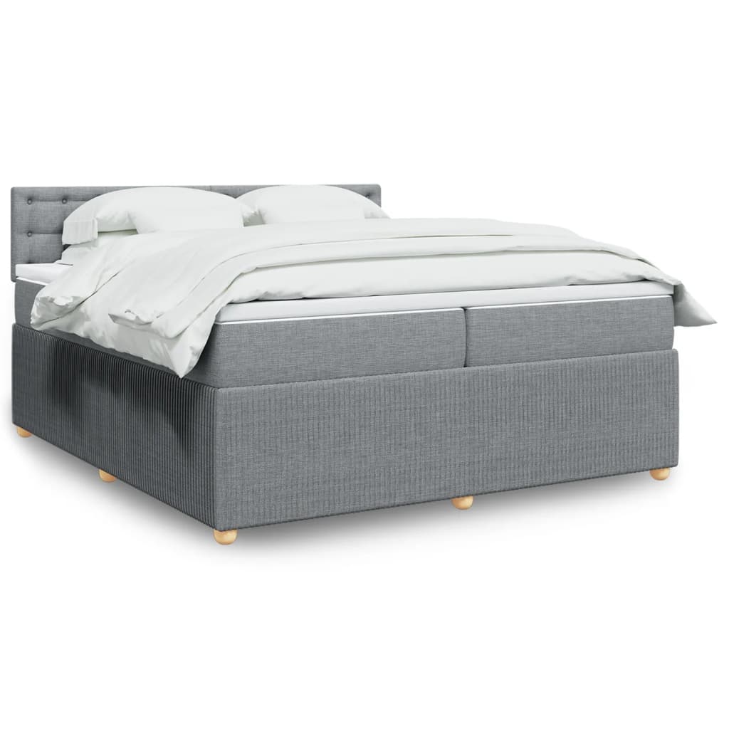 Boxspring met matras stof lichtgrijs 200x200 cm is nu te koop bij PeponiXL, paradijselijk wonen!