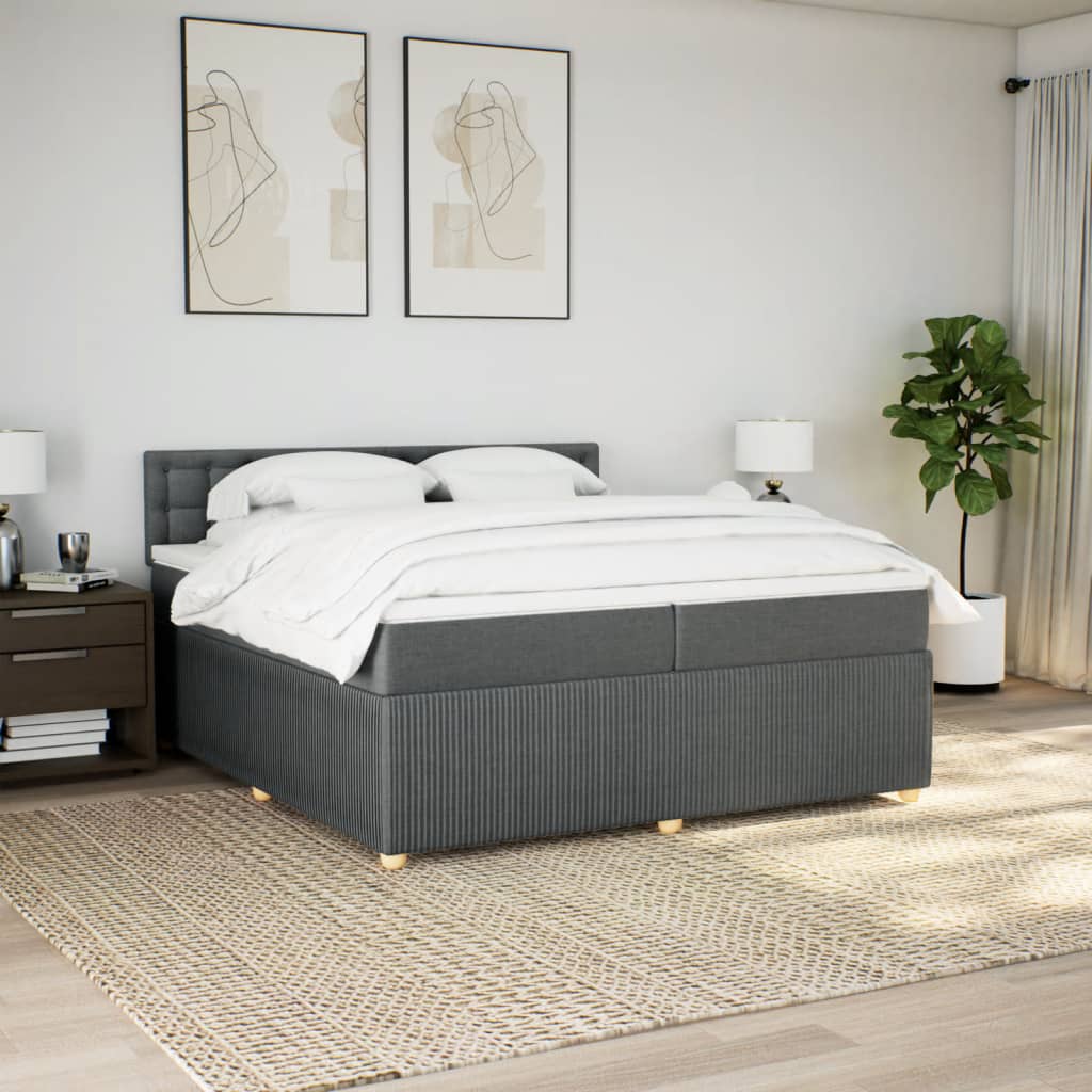 Boxspring met matras stof donkergrijs 200x200 cm is nu te koop bij PeponiXL, paradijselijk wonen!