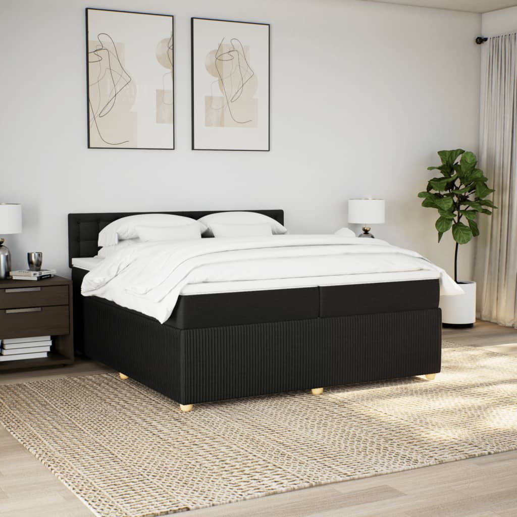 Boxspring met matras stof zwart 200x200 cm is nu te koop bij PeponiXL, paradijselijk wonen!