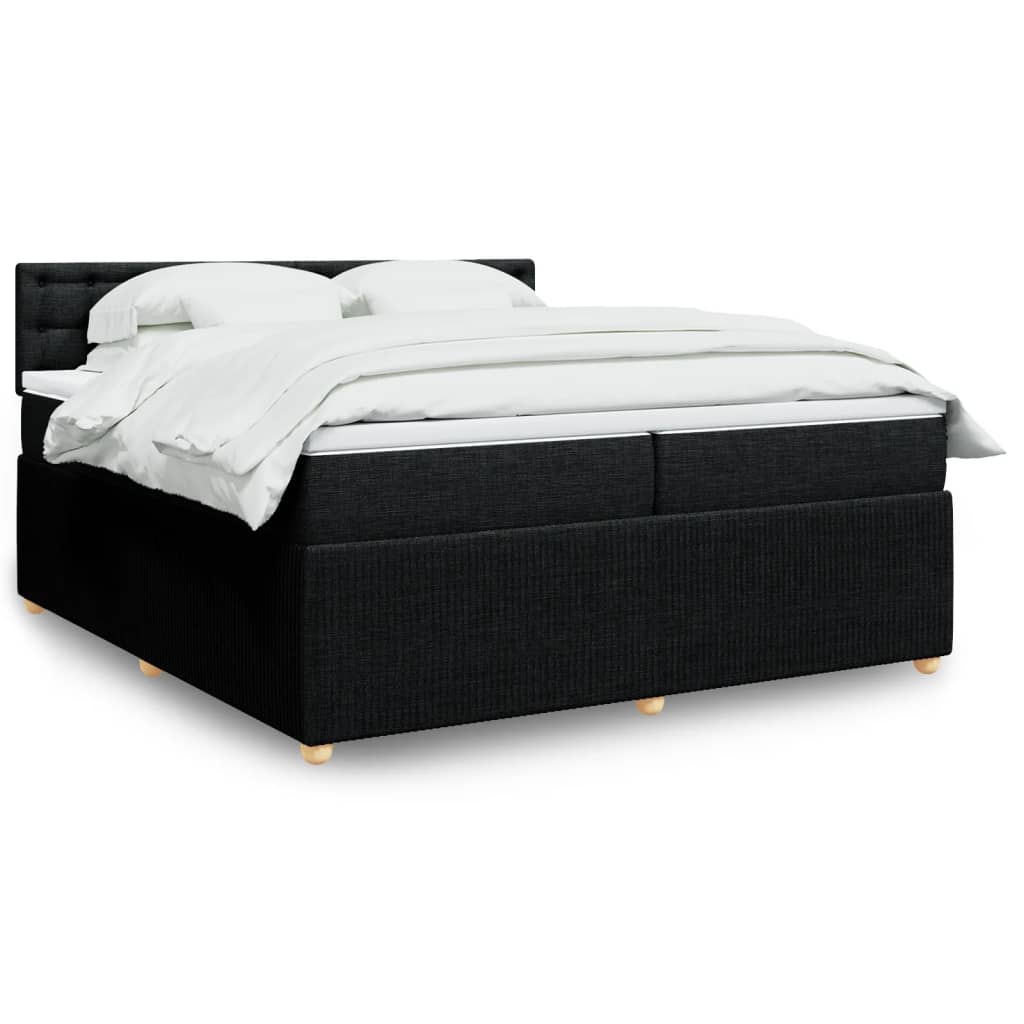 Boxspring met matras stof zwart 200x200 cm is nu te koop bij PeponiXL, paradijselijk wonen!