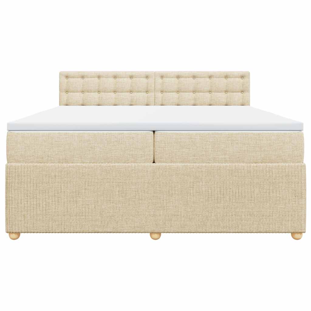 Boxspring met matras stof crèmekleurig 200x200 cm is nu te koop bij PeponiXL, paradijselijk wonen!