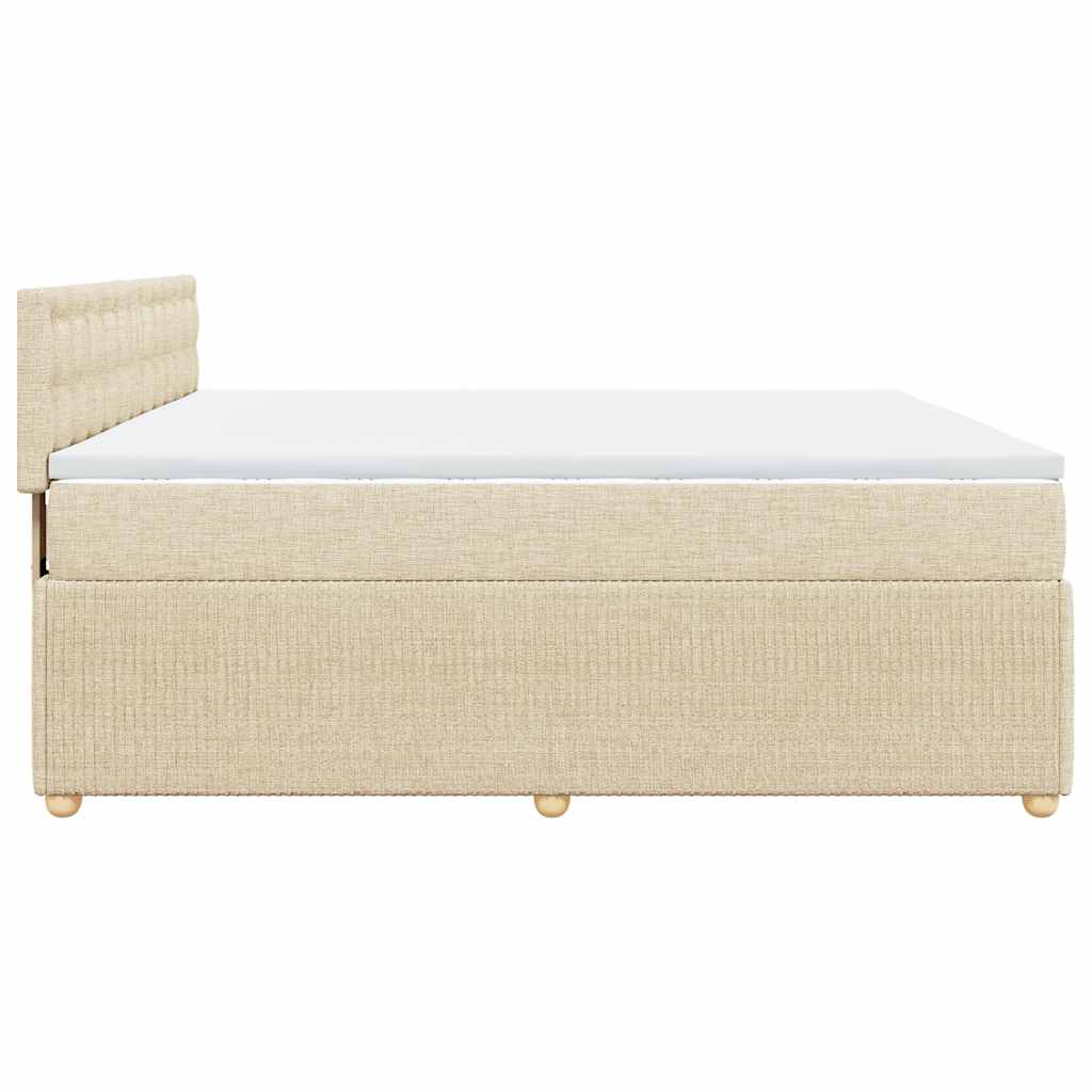 Boxspring met matras stof crèmekleurig 200x200 cm is nu te koop bij PeponiXL, paradijselijk wonen!