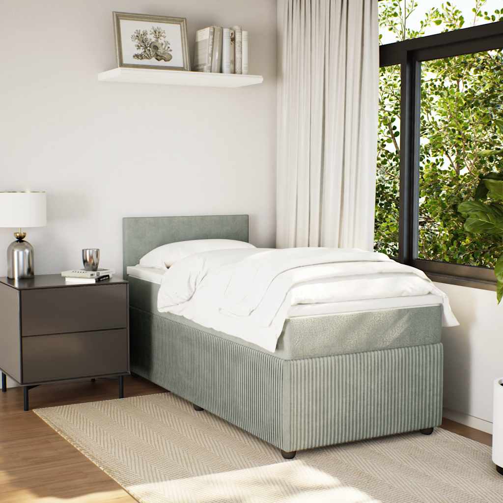 Boxspring met matras fluweel lichtgrijs 80x200 cm is nu te koop bij PeponiXL, paradijselijk wonen!