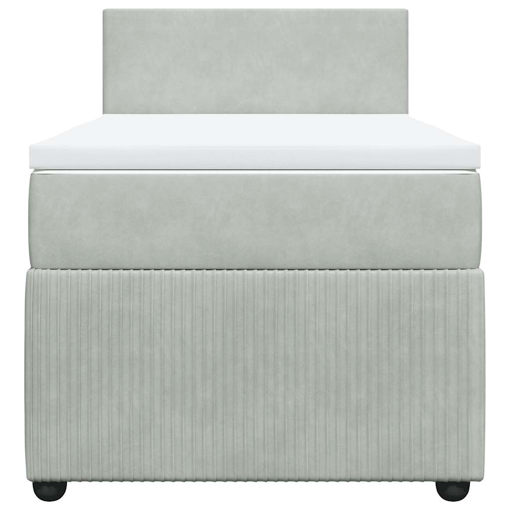 Boxspring met matras fluweel lichtgrijs 80x200 cm is nu te koop bij PeponiXL, paradijselijk wonen!