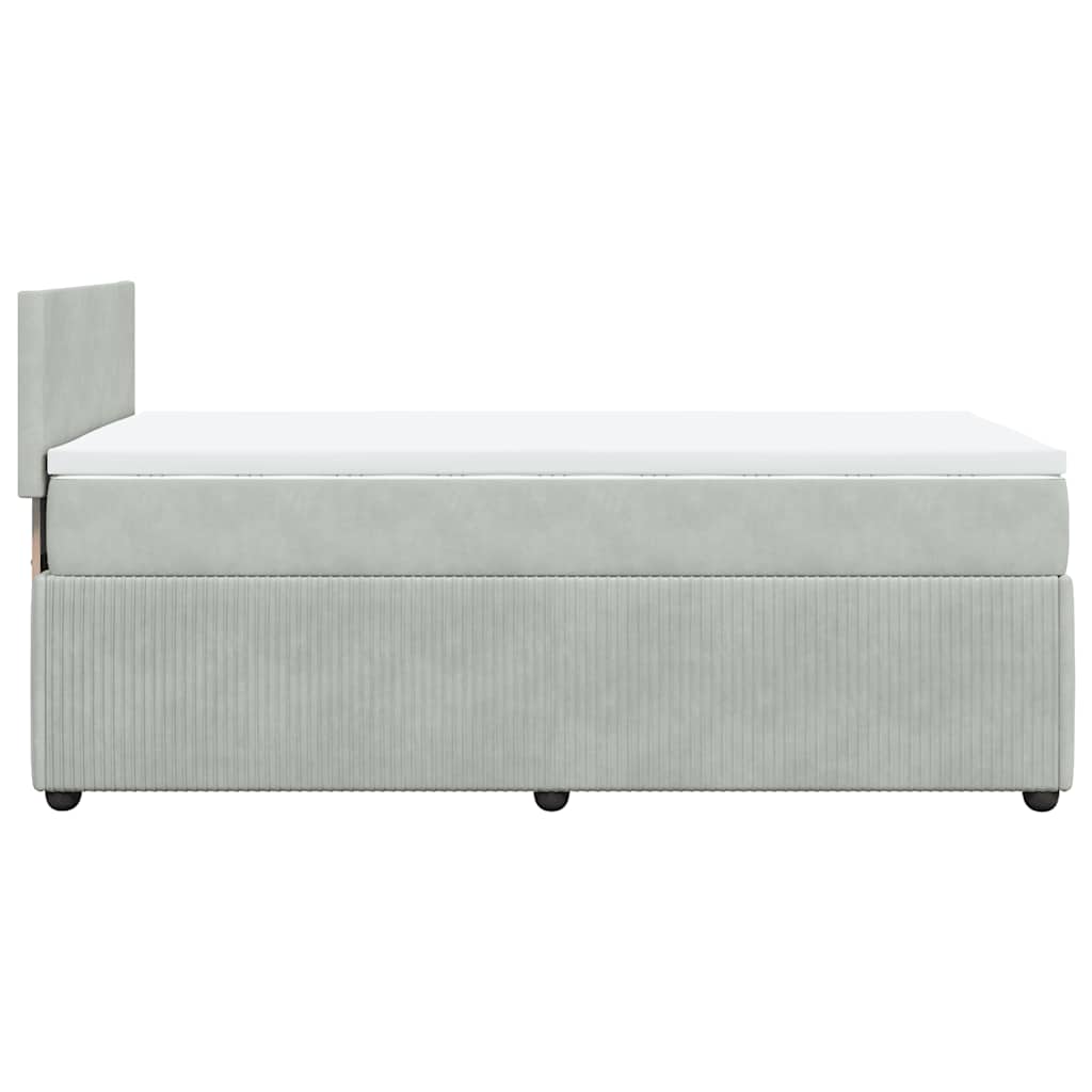 Boxspring met matras fluweel lichtgrijs 80x200 cm is nu te koop bij PeponiXL, paradijselijk wonen!