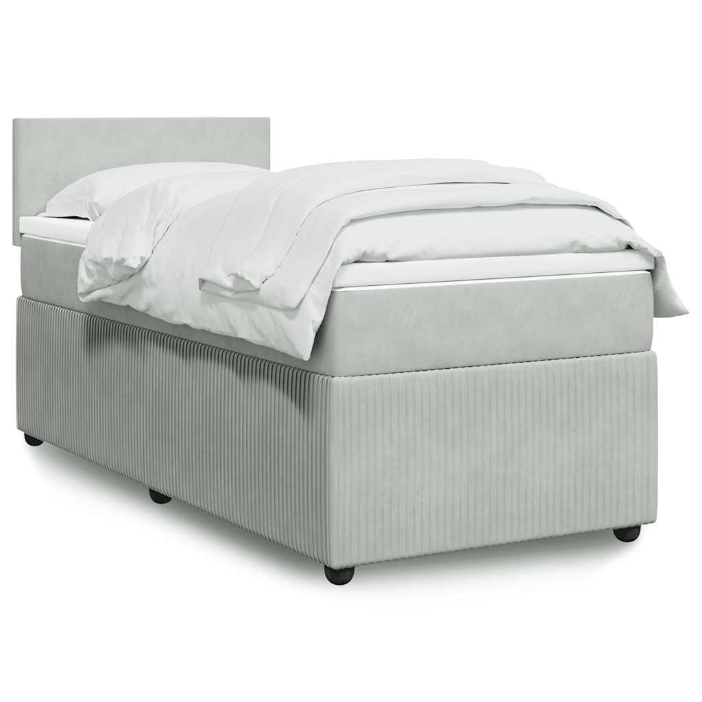 Boxspring met matras fluweel lichtgrijs 80x200 cm is nu te koop bij PeponiXL, paradijselijk wonen!
