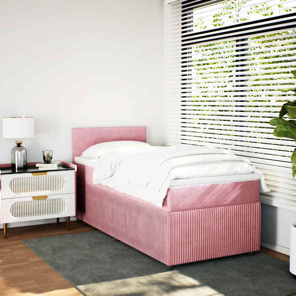 Boxspring met matras fluweel roze 80x200 cm is nu te koop bij PeponiXL, paradijselijk wonen!