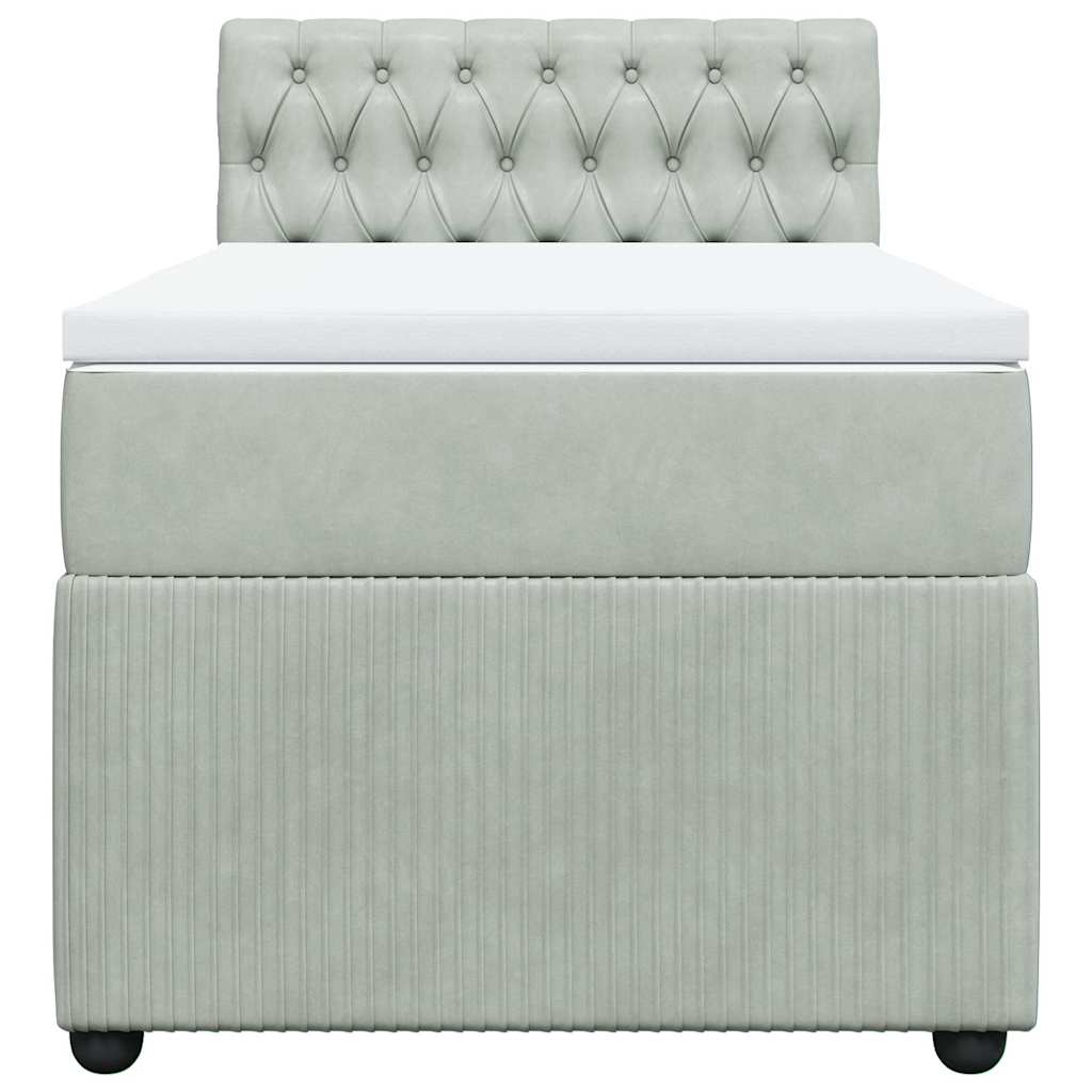 Boxspring met matras fluweel lichtgrijs 80x200 cm is nu te koop bij PeponiXL, paradijselijk wonen!