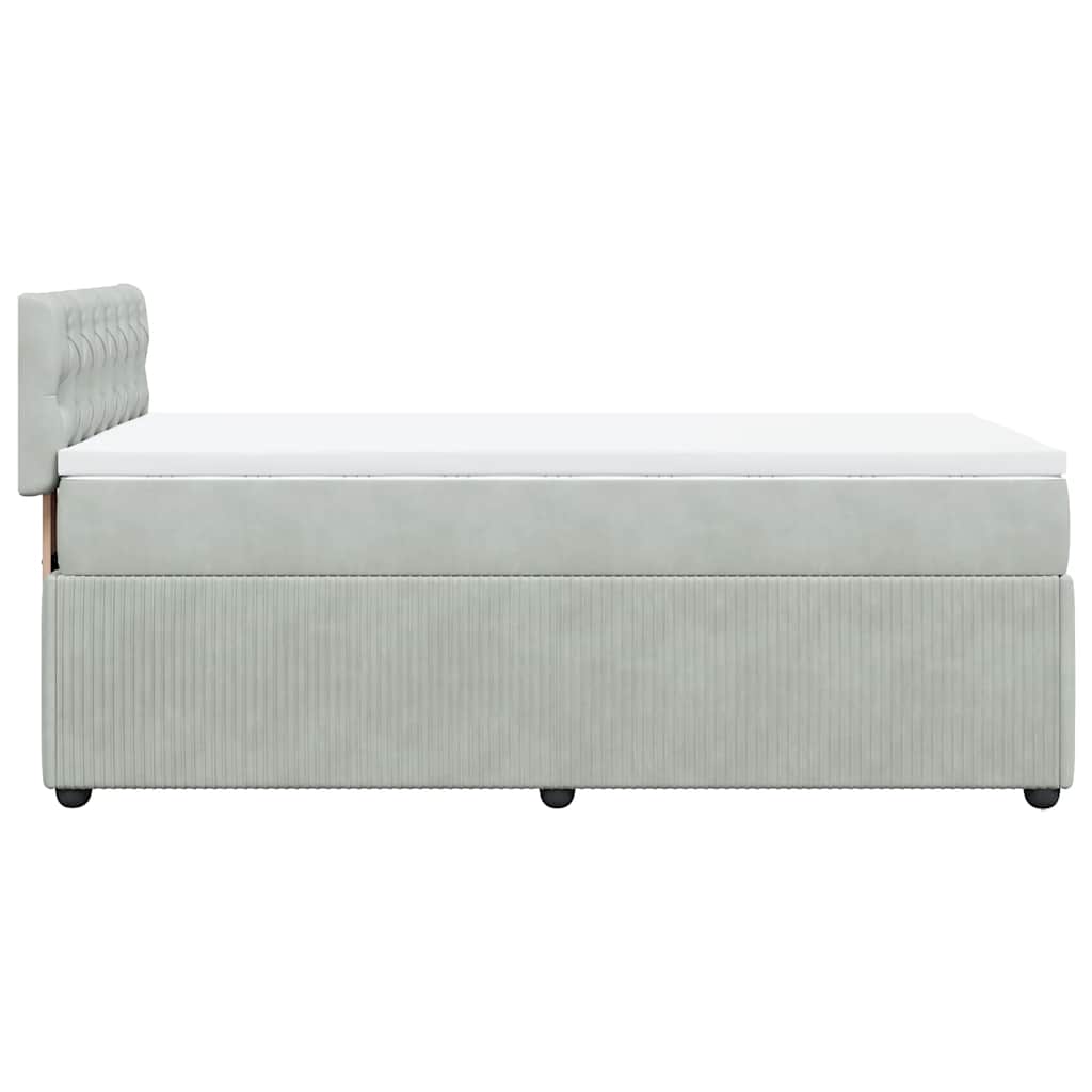Boxspring met matras fluweel lichtgrijs 80x200 cm is nu te koop bij PeponiXL, paradijselijk wonen!