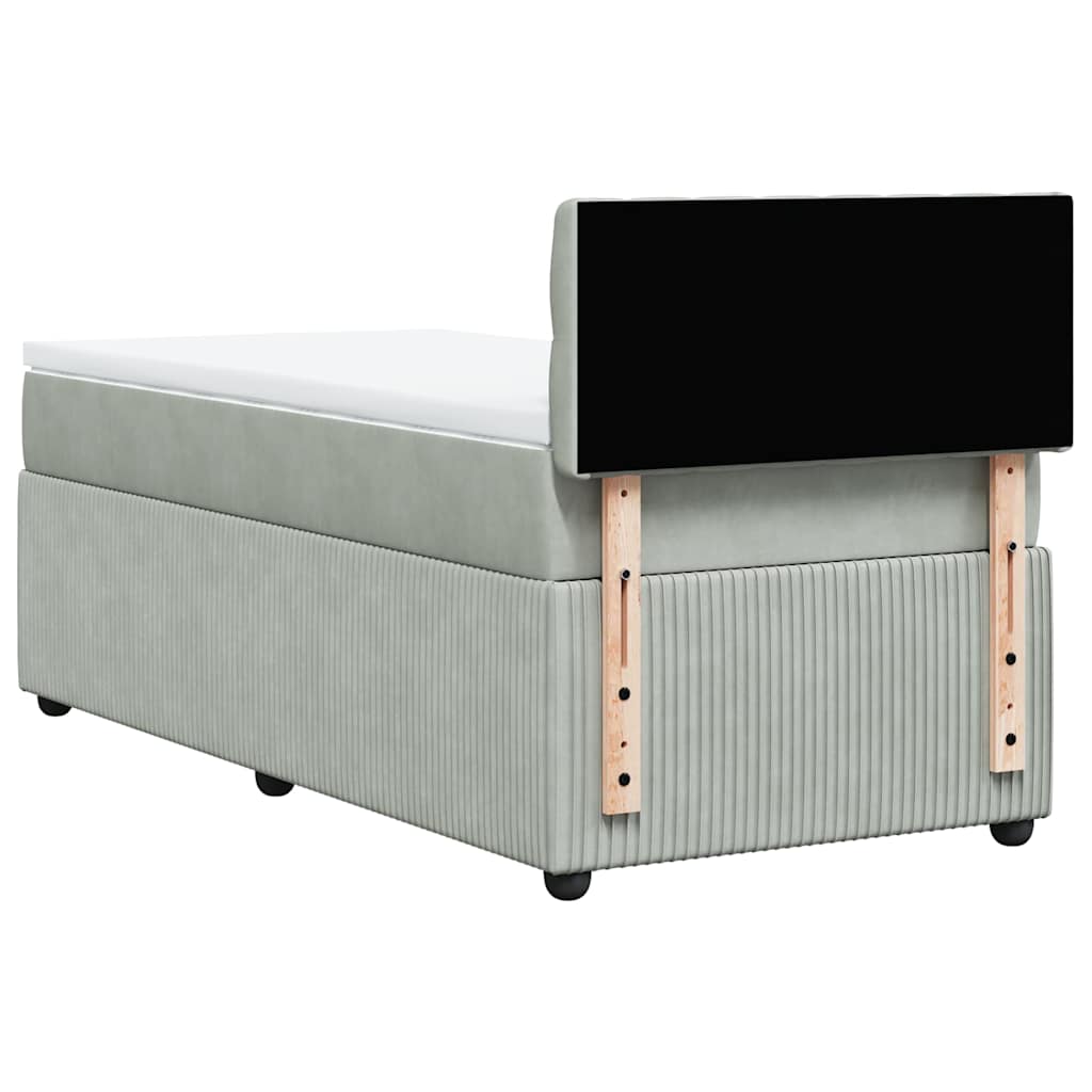 Boxspring met matras fluweel lichtgrijs 80x200 cm is nu te koop bij PeponiXL, paradijselijk wonen!