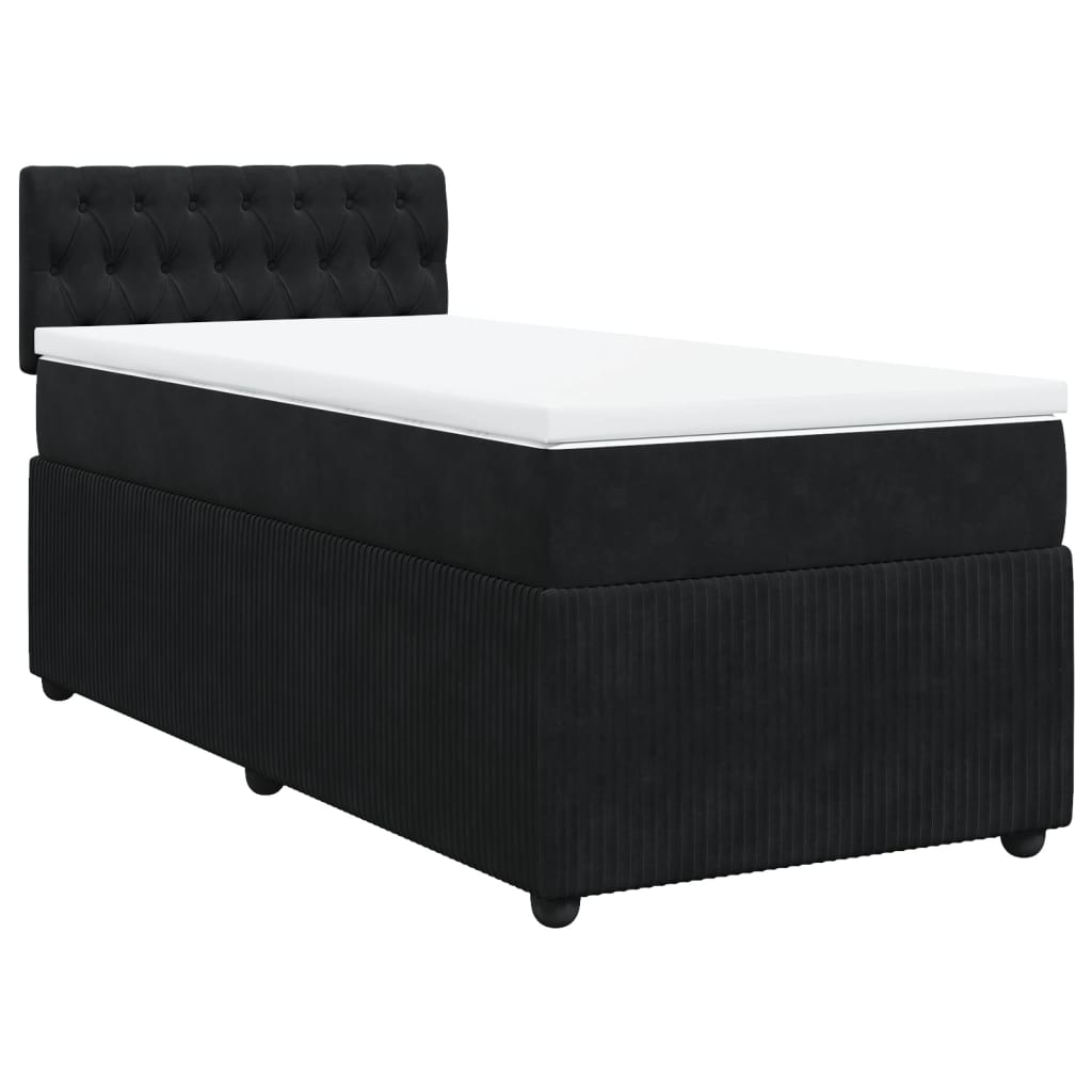 Boxspring met matras fluweel zwart 80x200 cm is nu te koop bij PeponiXL, paradijselijk wonen!