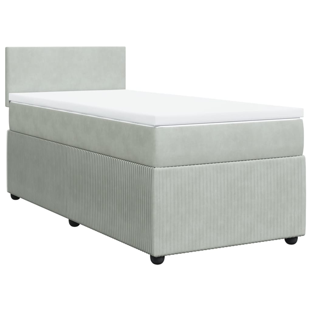 Boxspring met matras fluweel lichtgrijs 90x190 cm is nu te koop bij PeponiXL, paradijselijk wonen!