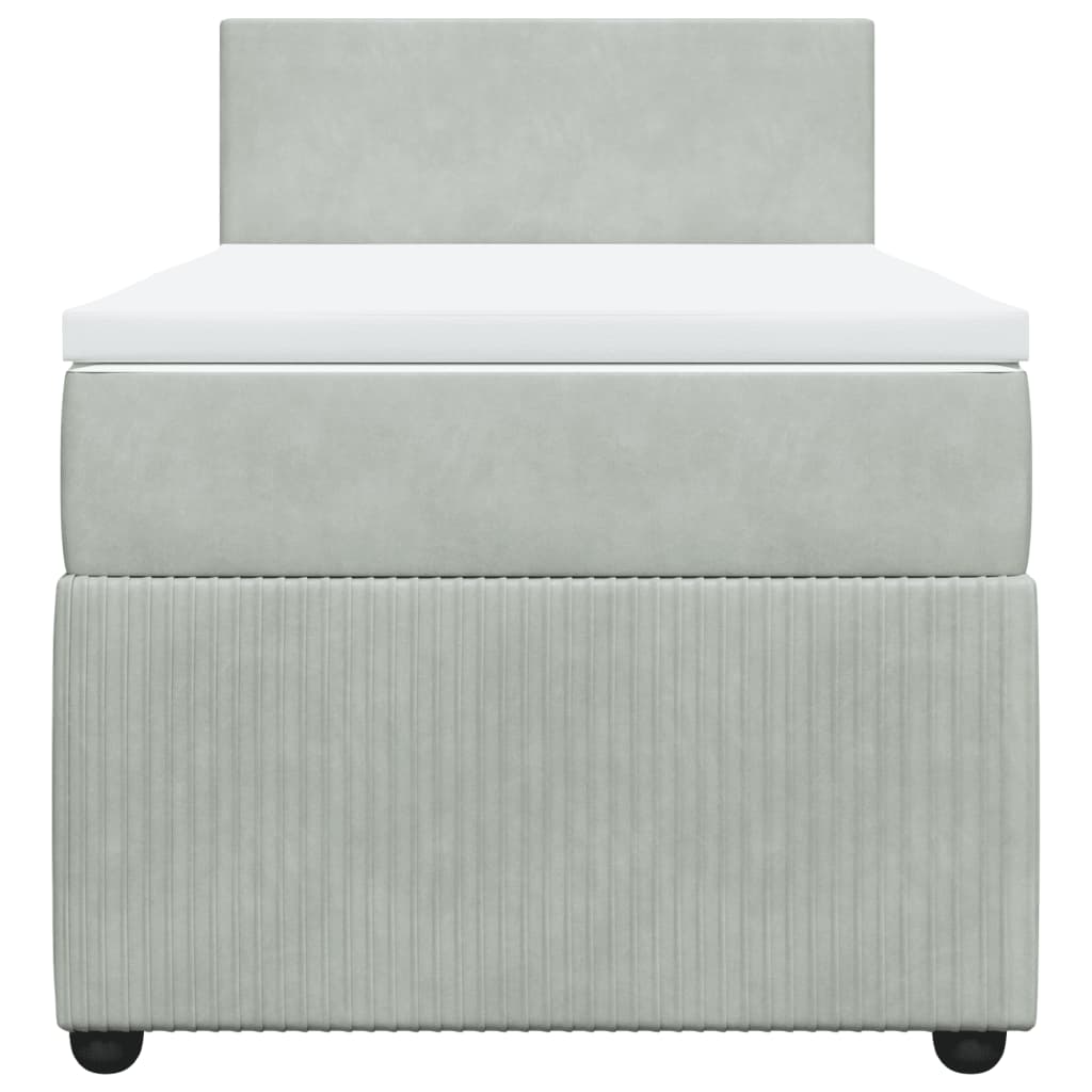 Boxspring met matras fluweel lichtgrijs 90x190 cm is nu te koop bij PeponiXL, paradijselijk wonen!