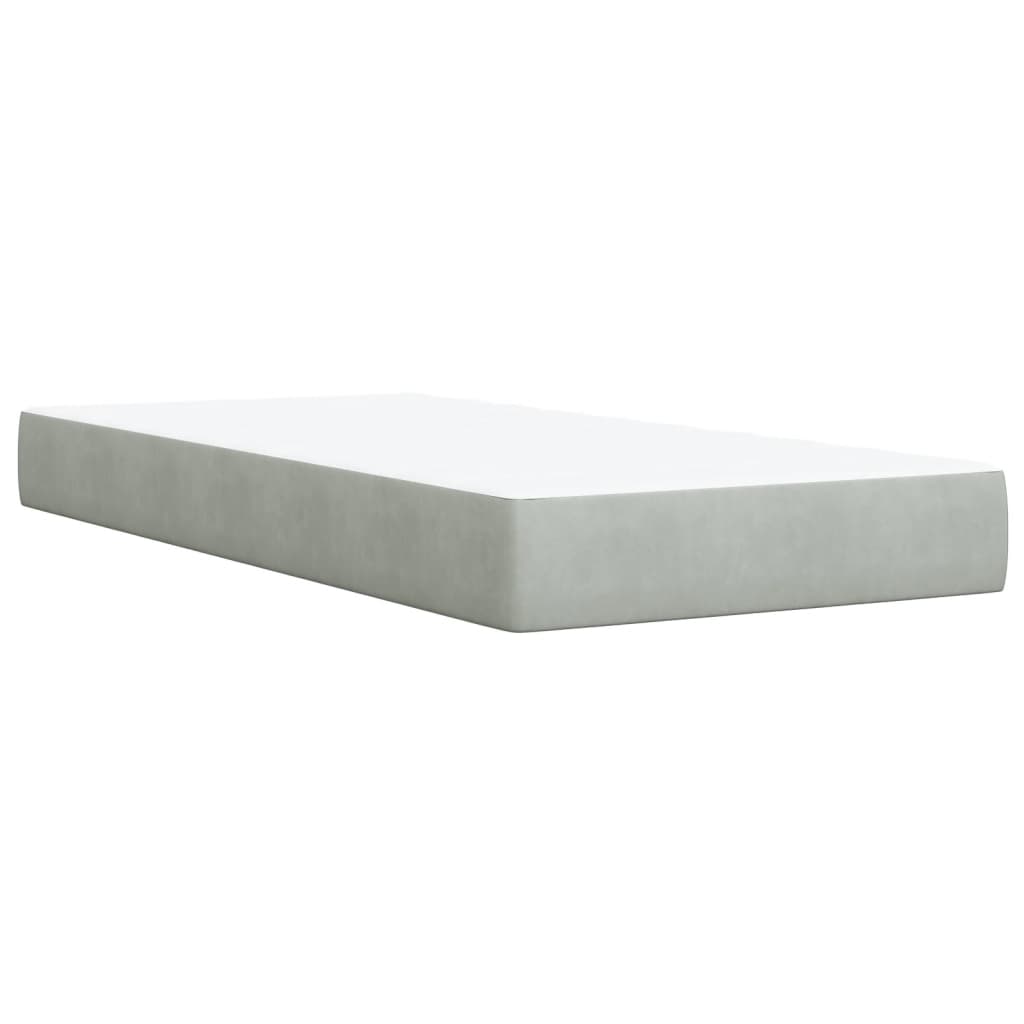 Boxspring met matras fluweel lichtgrijs 90x190 cm is nu te koop bij PeponiXL, paradijselijk wonen!